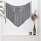 Macramé Wall Hanging – Large Boho Curtain with Leaf Shapes and Beads, Gray Tassel Woven Tapestry for Headboard, Backdrop, or Wall Décor